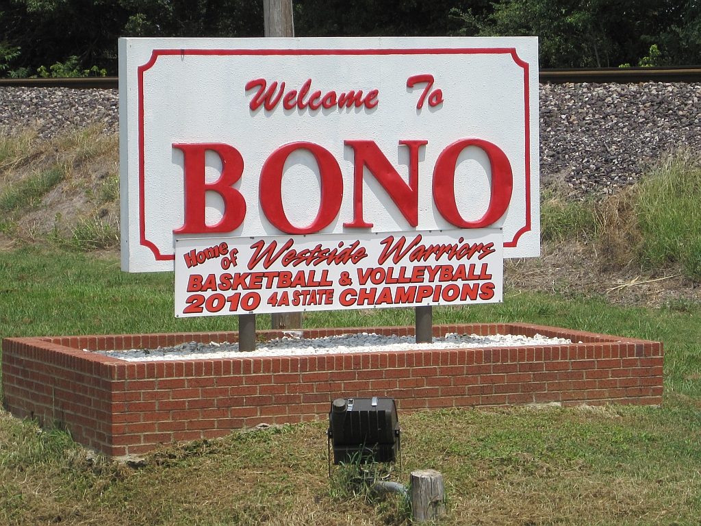 Bono, AR street scene near Jonesboro, where we provide hail damage roof repair
